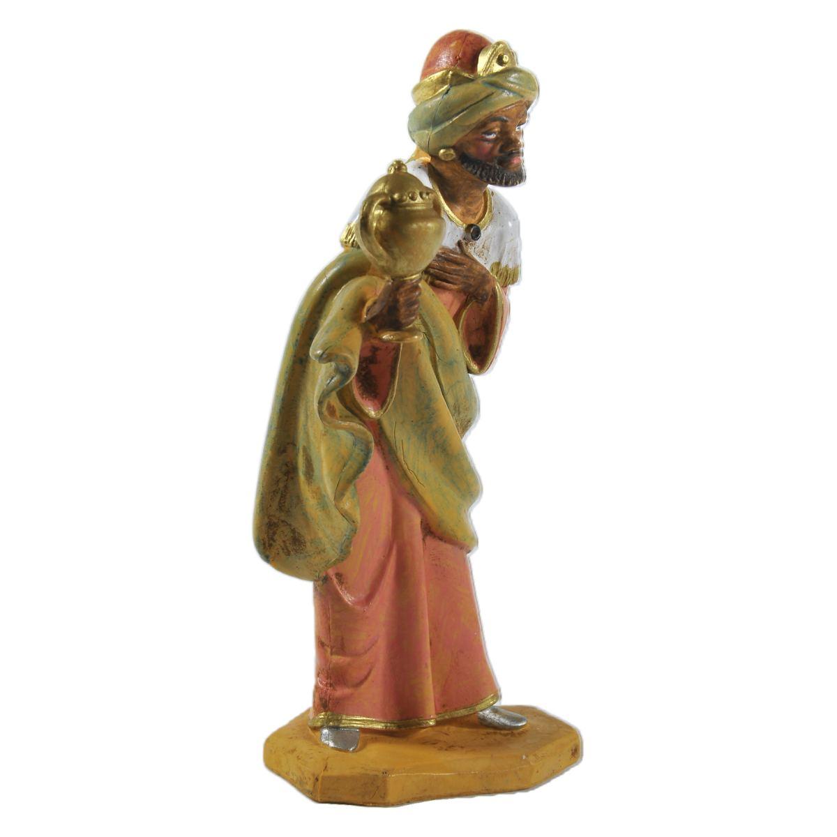 Statua presepe 8 cm re magi baldassarre in ginocchio