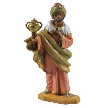 Statua presepe 8 cm re magi baldassarre in ginocchio