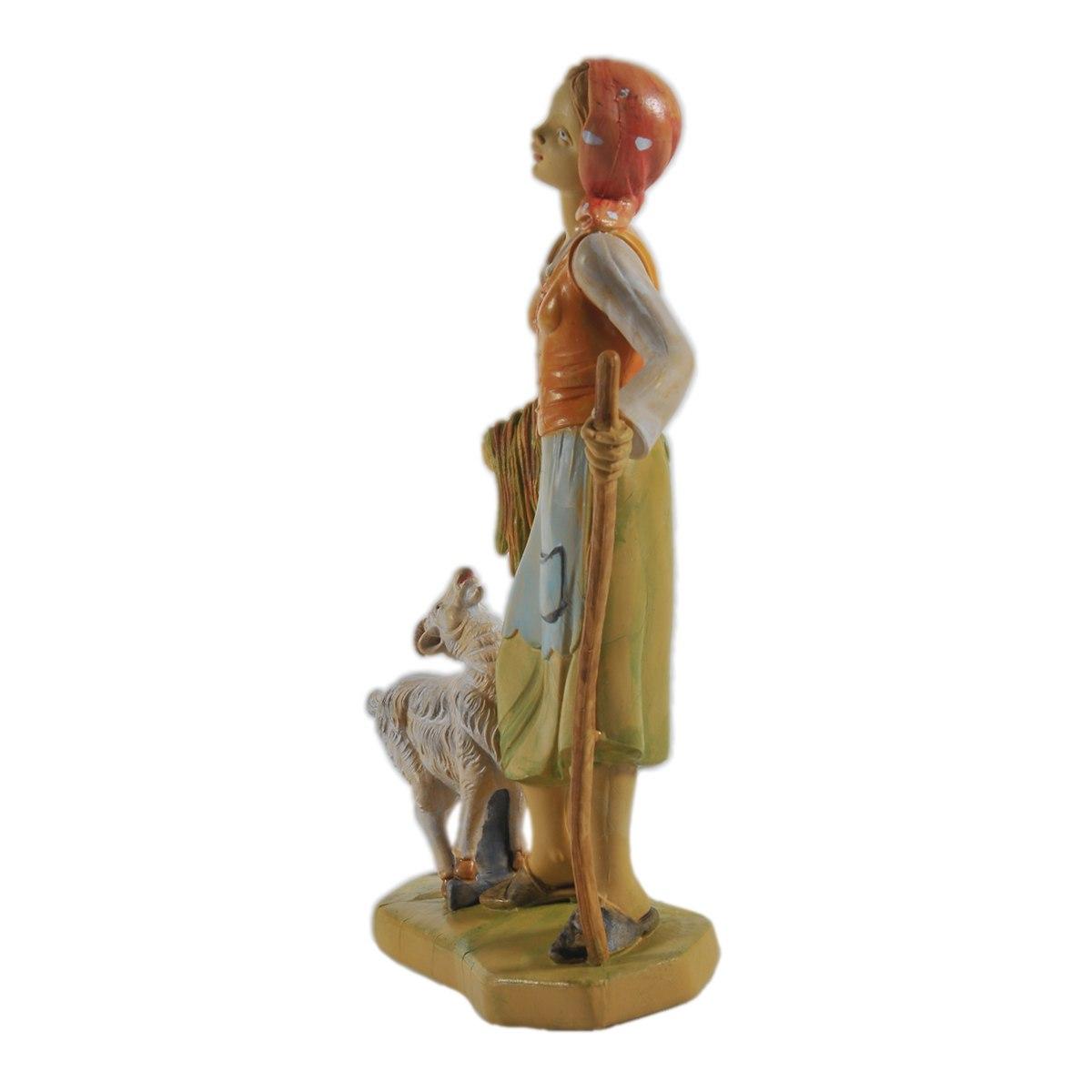 Statua presepe 16 cm donna pecora
