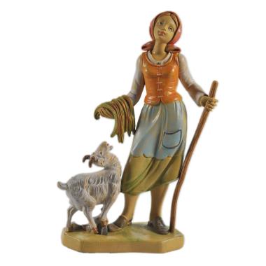 Statua presepe 16 cm donna pecora