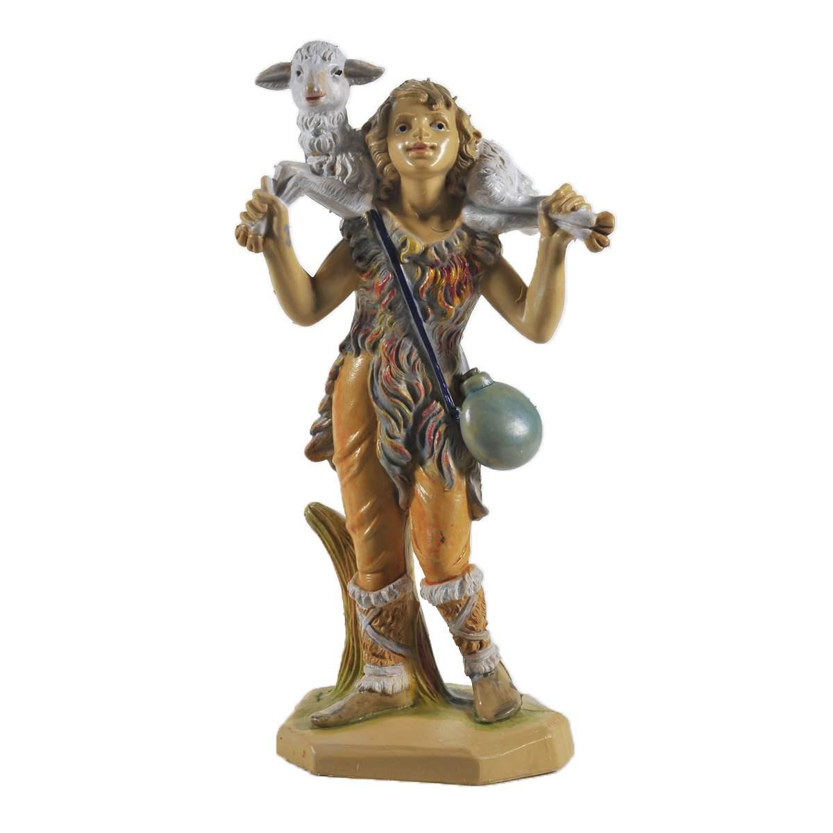 Statua presepe 16 cm uomo pecora in spalla