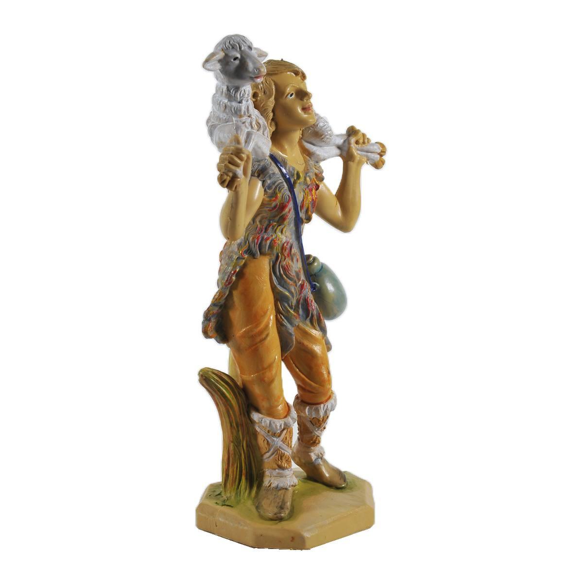 Statua presepe 16 cm uomo pecora in spalla