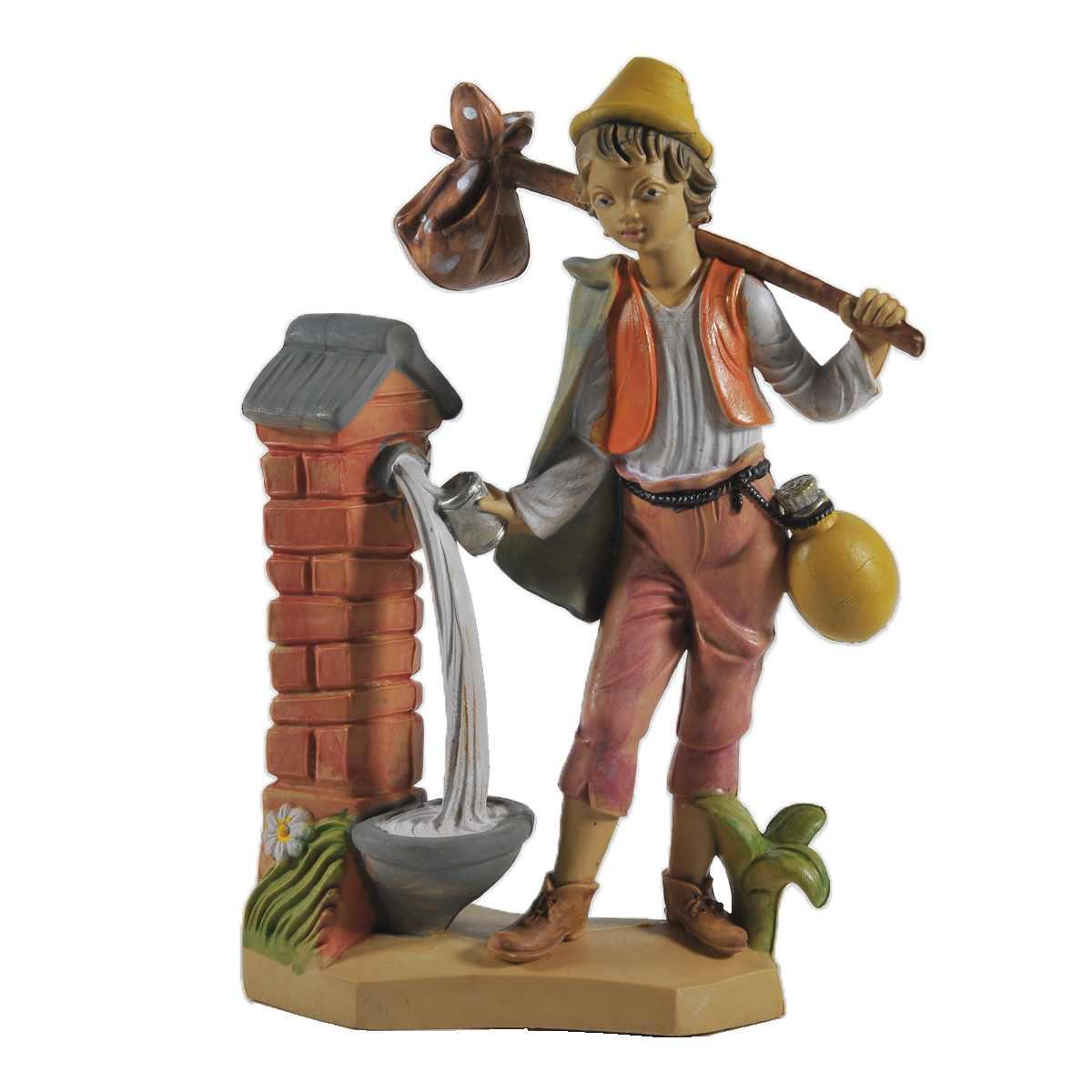 Statua presepe 16 cm uomo alla fontana