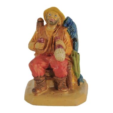 Statua presepe 6 cm uomo bevitore vino