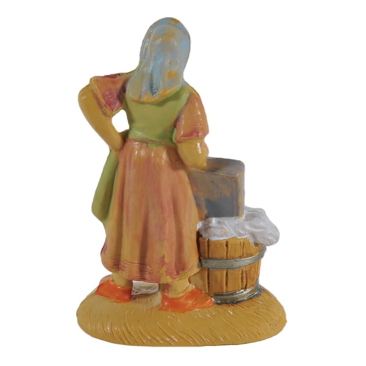 Statua presepe 6 cm pastorella che lava panni modello i