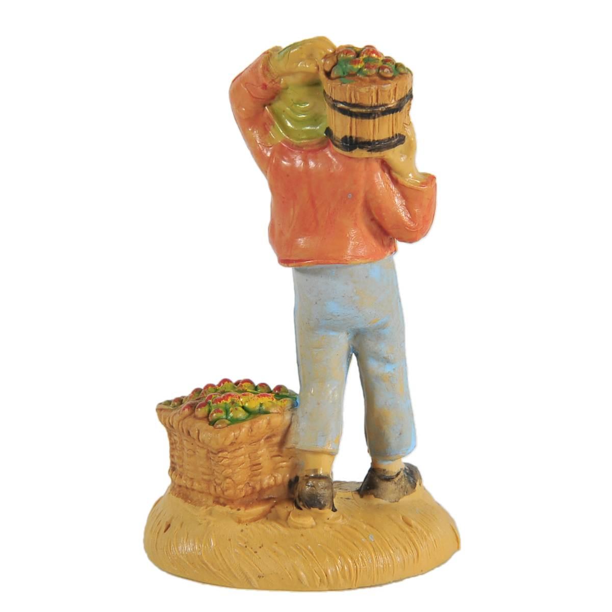 Statua presepe 6 cm pastore ceste frutta