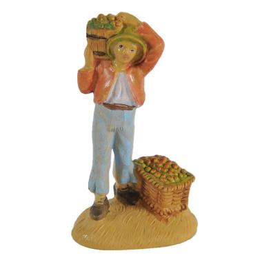Statua presepe 6 cm pastore ceste frutta