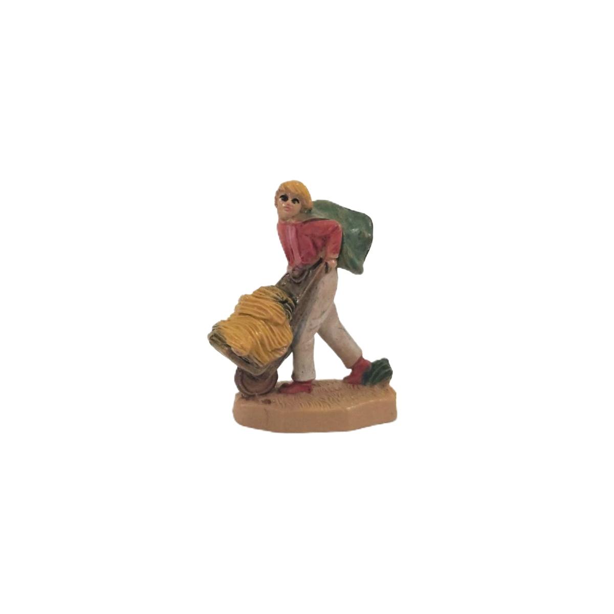 Statua presepe 4 cm pastore cariola