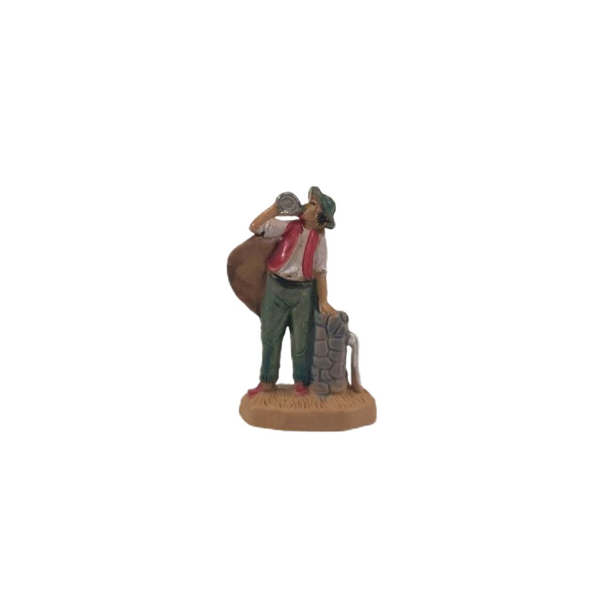 Statua presepe 4 cm pastore alla fontana