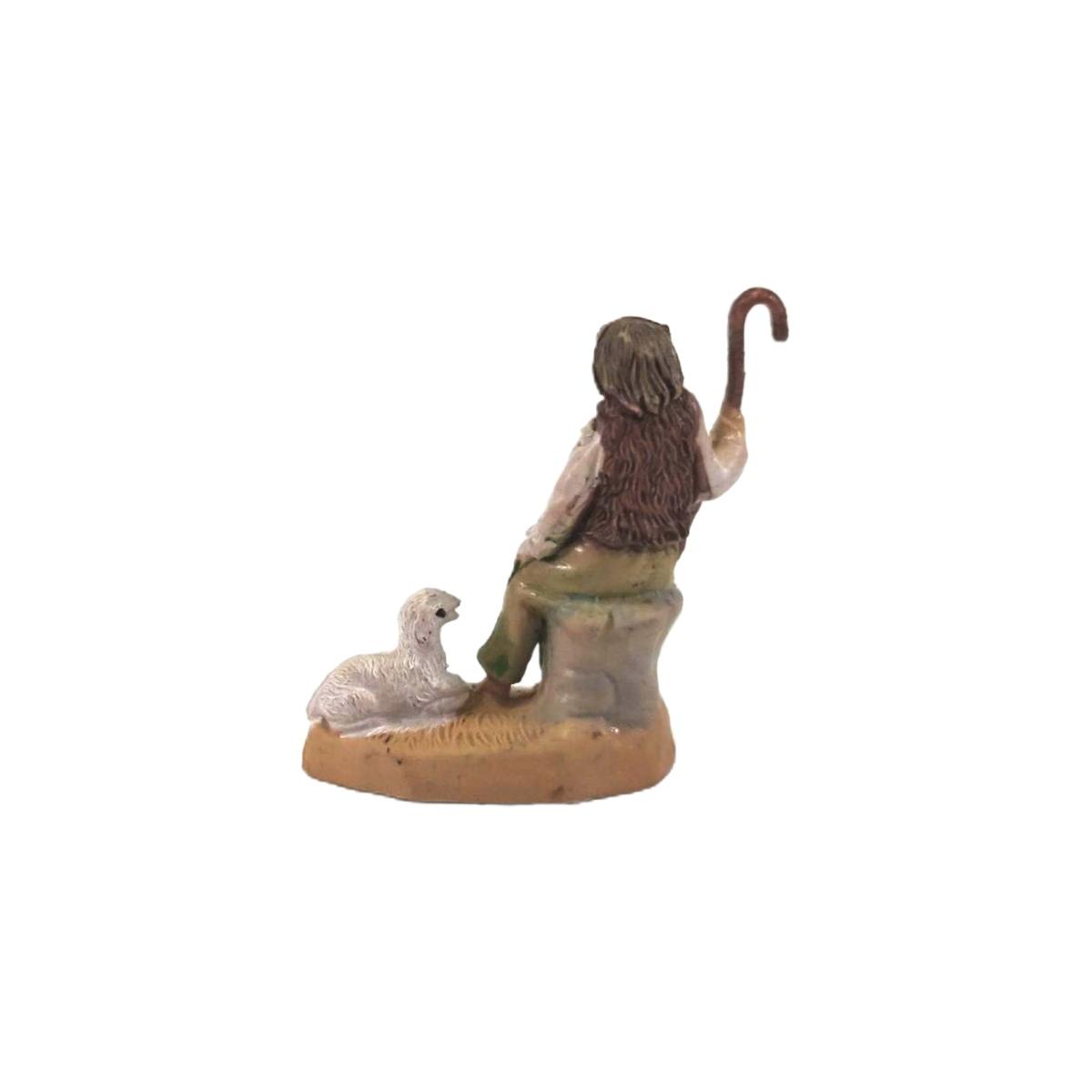 Statua presepe 4 cm pastore bastone pecora