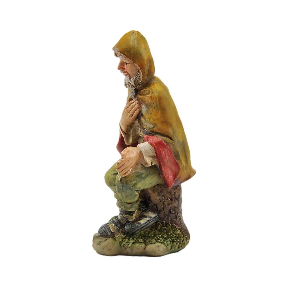 Statua presepe 15 cm pastore seduto