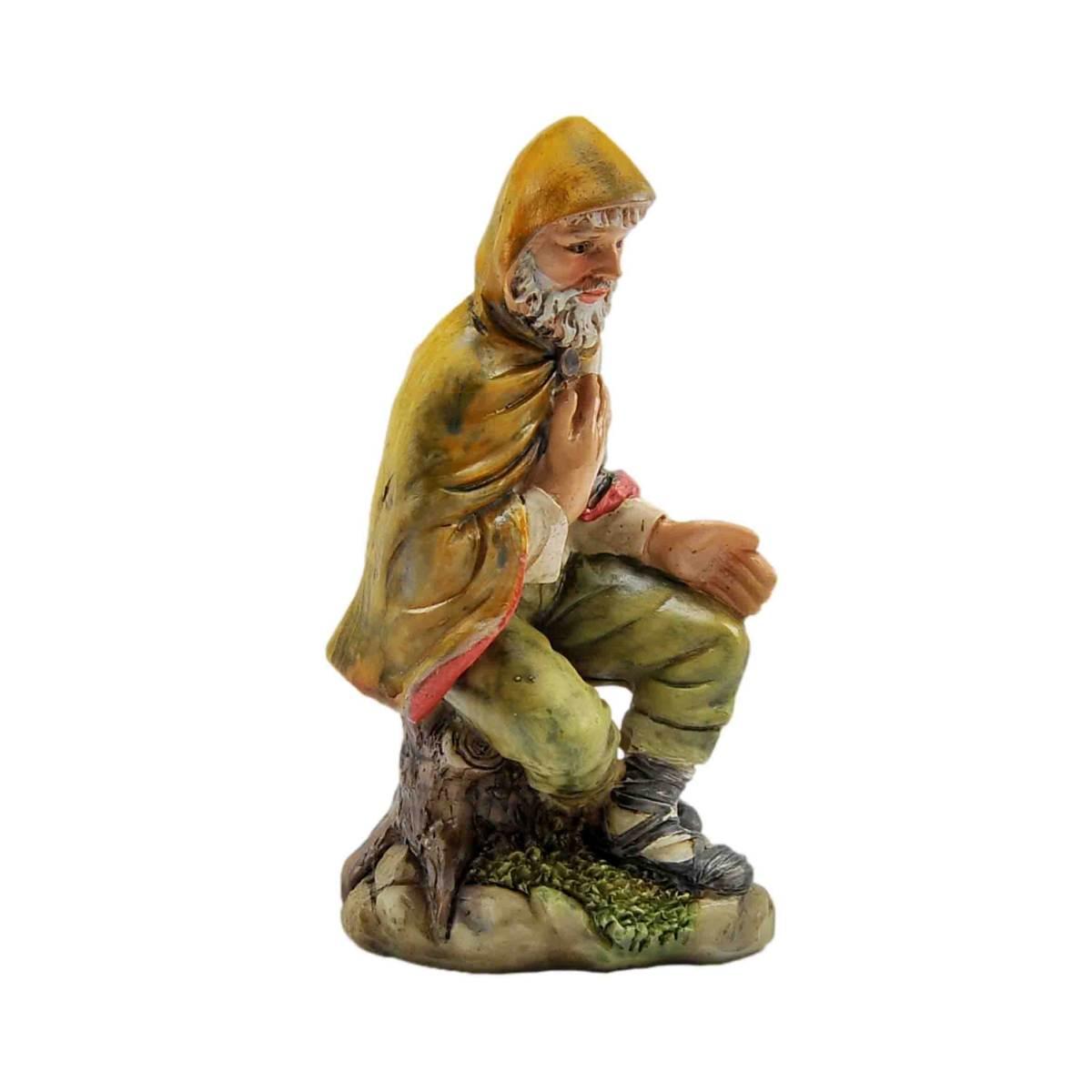 Statua presepe 15 cm pastore seduto
