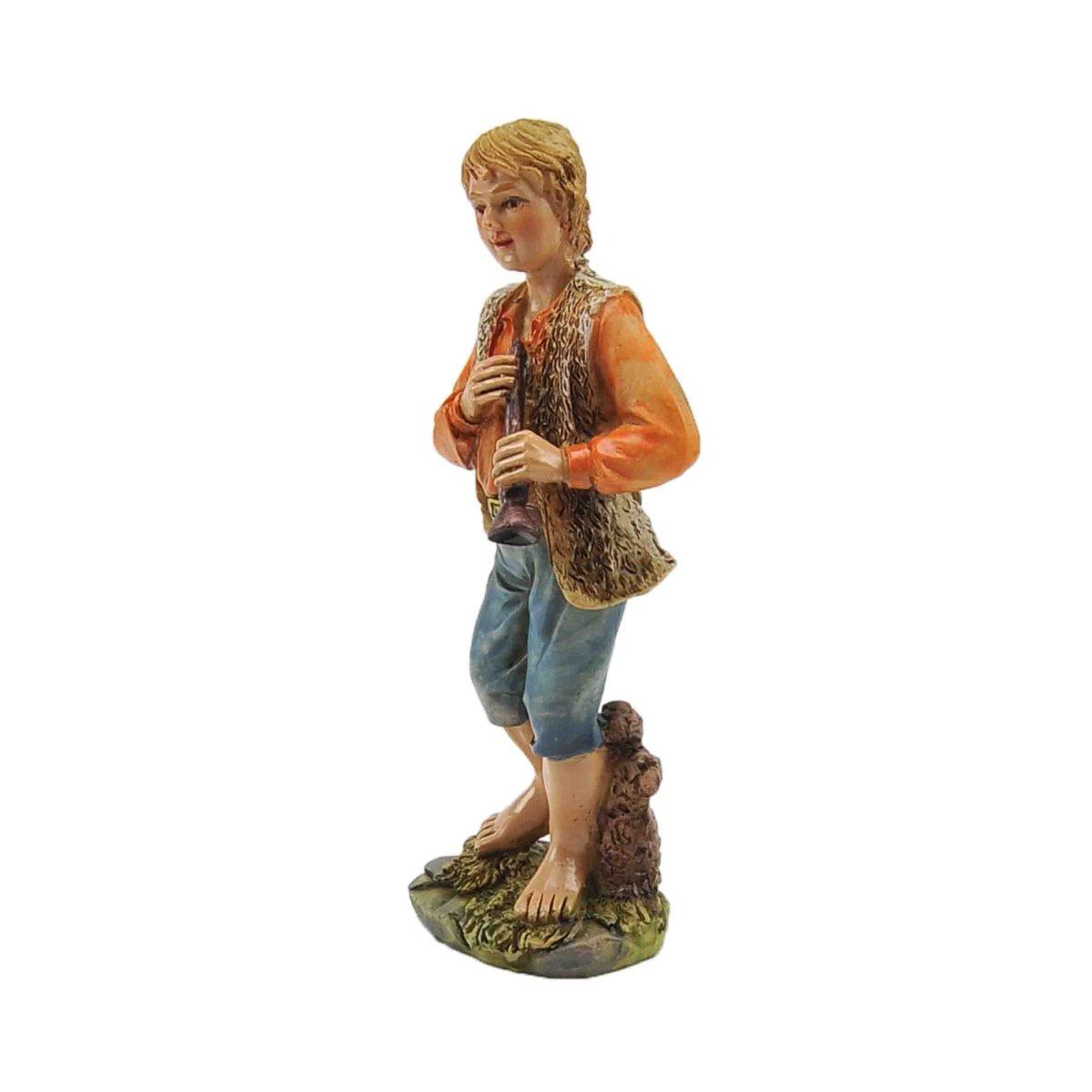 Statua presepe 15 cm pastore che suona il corno