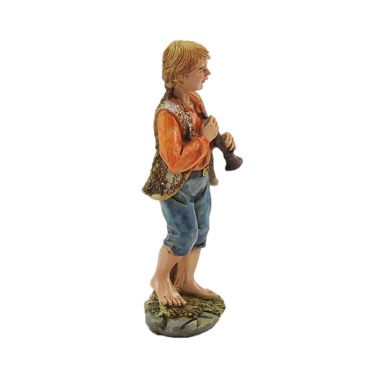 Statua presepe 15 cm pastore che suona il corno