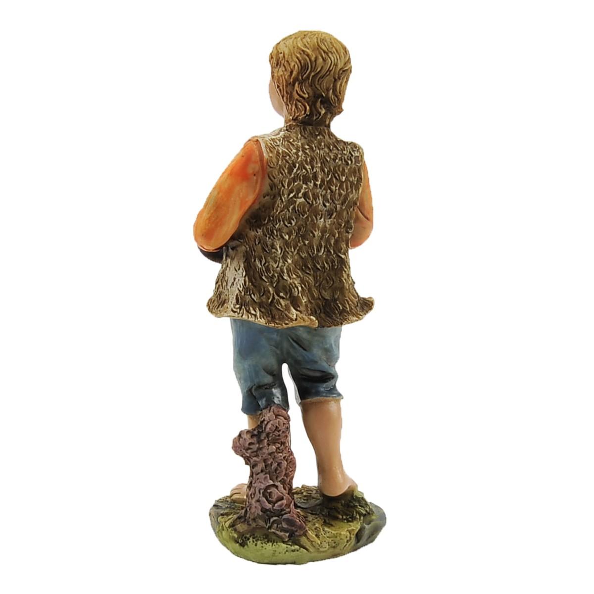 Statua presepe 15 cm pastore che suona il corno