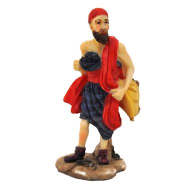Statua presepe 15 cm arabo mantello sacca