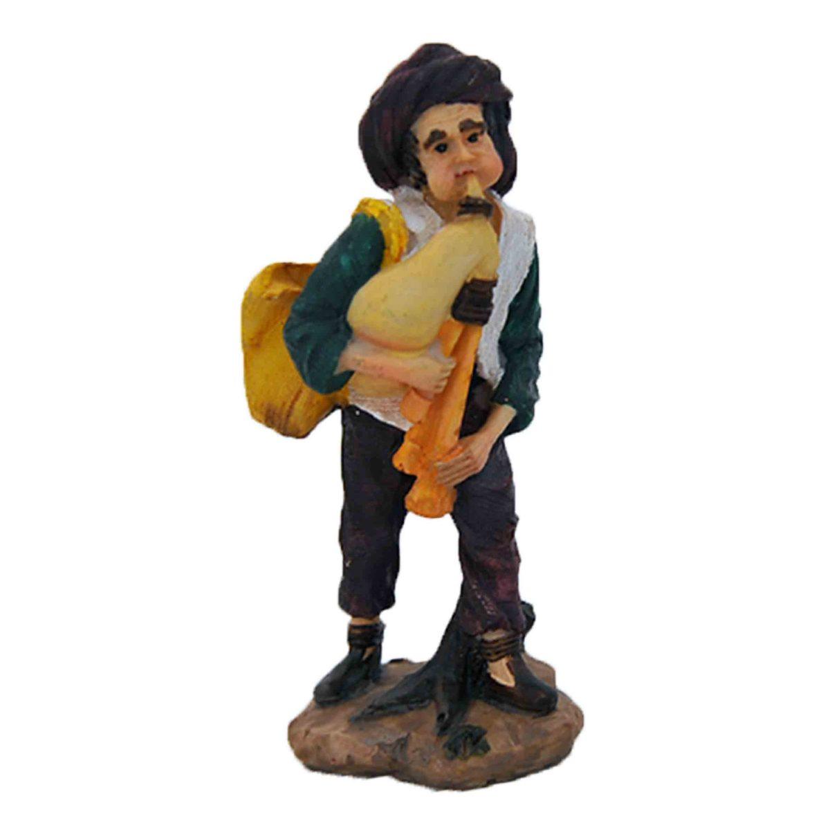 Statua presepe 15 cm zampognaro suona la zampogna