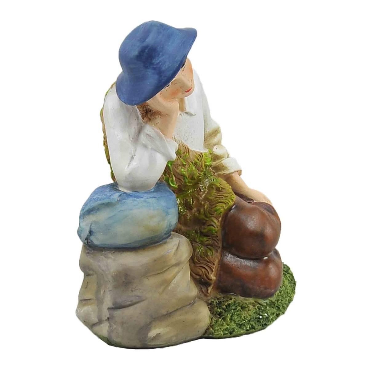 Statua presepe 30 cm pastore seduto bisaccia