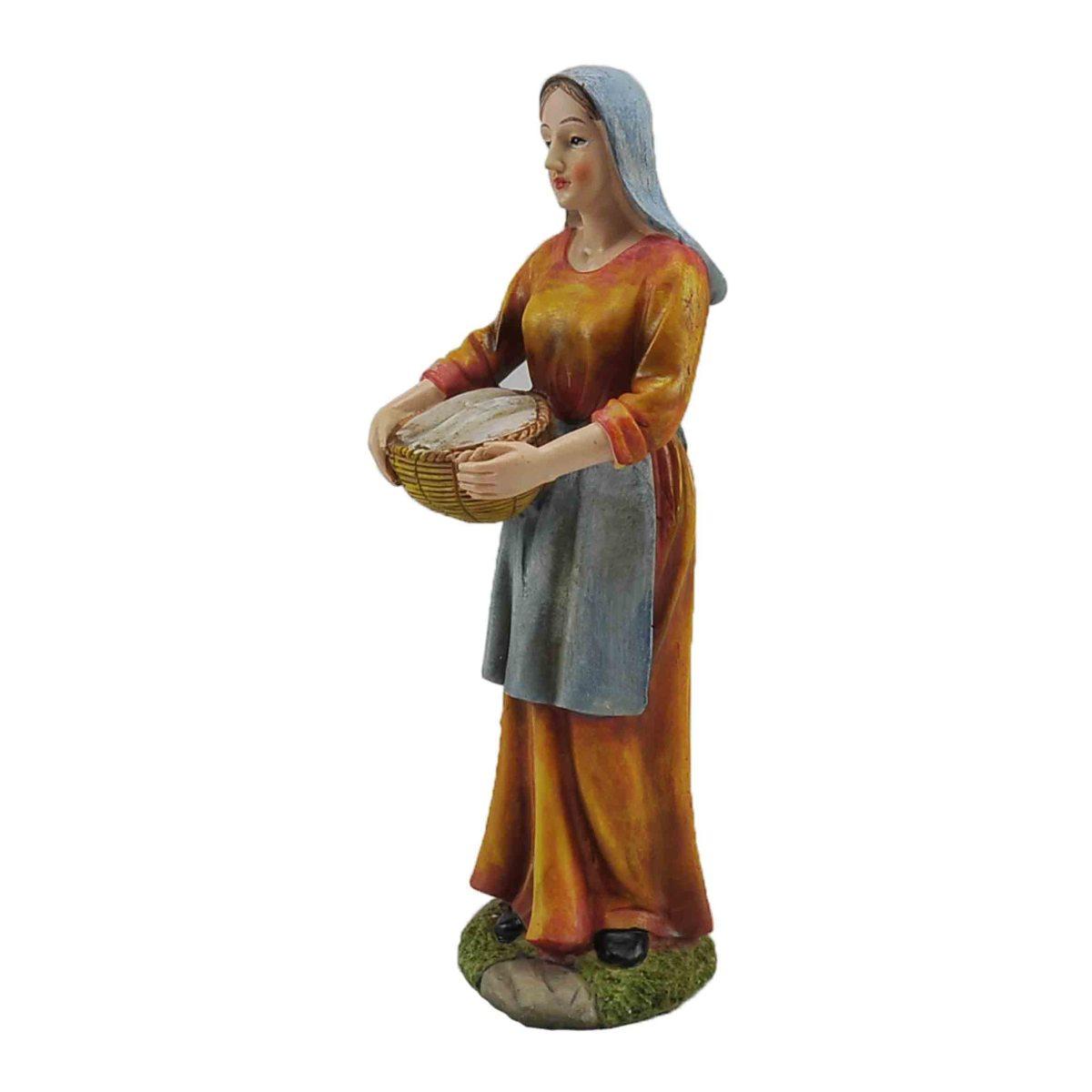 Statua presepe 30 cm donna cesta