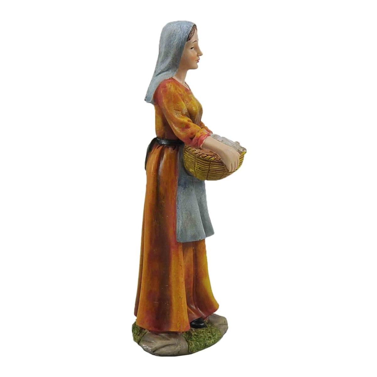 Statua presepe 30 cm donna cesta