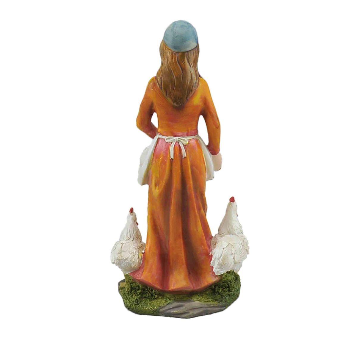 Statua presepe 30 cm donna galline