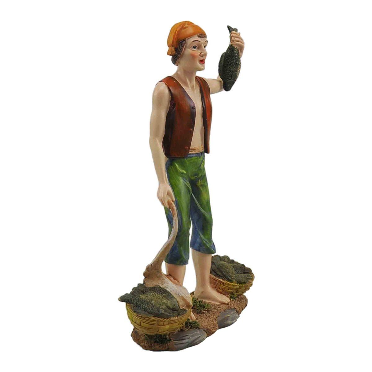 Statua presepe 30 cm pescivendolo ceste