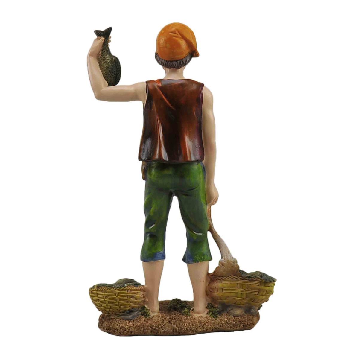 Statua presepe 30 cm pescivendolo ceste