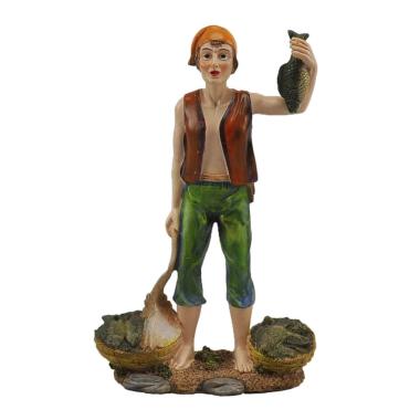 Statua presepe 30 cm pescivendolo ceste