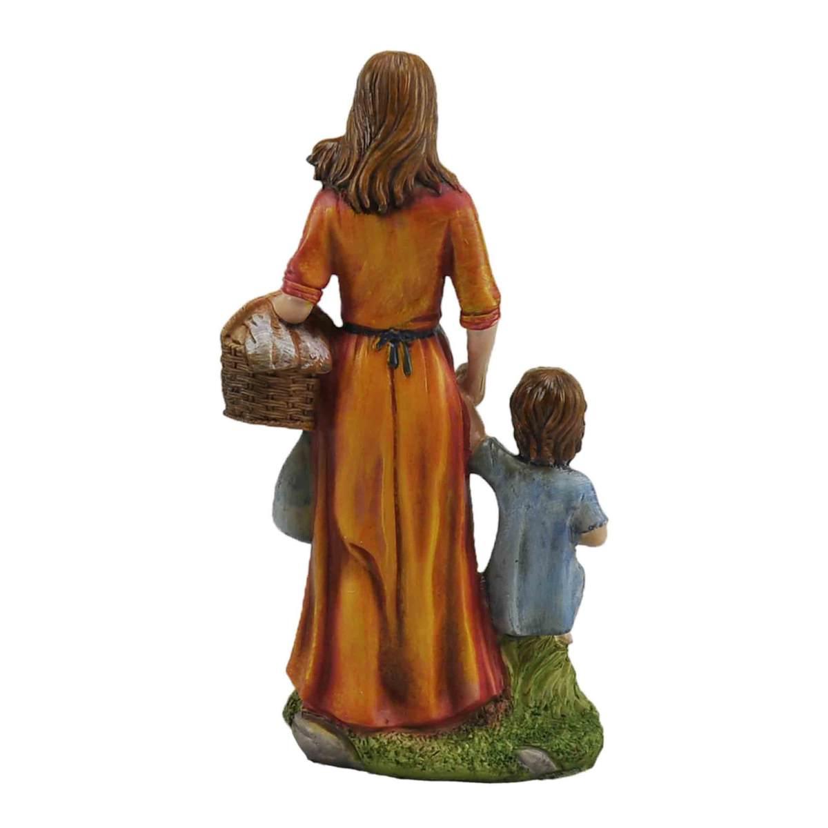 Statua presepe 30 cm donna bambino cesta