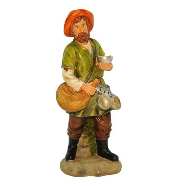 Statua presepe 20 cm bevitore ciotole sacca vino