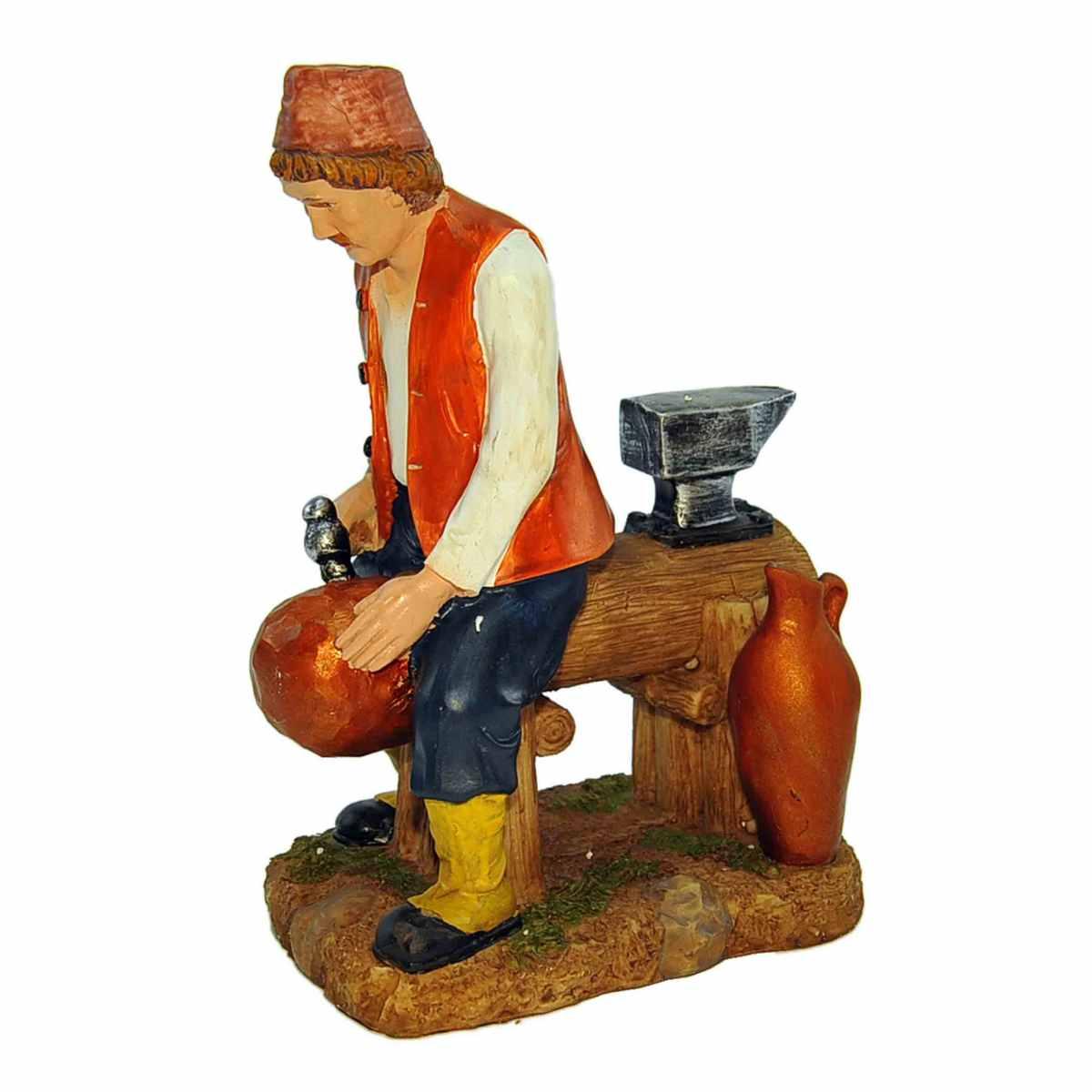 Statua presepe 20 cm vassaio pentola rame incudine