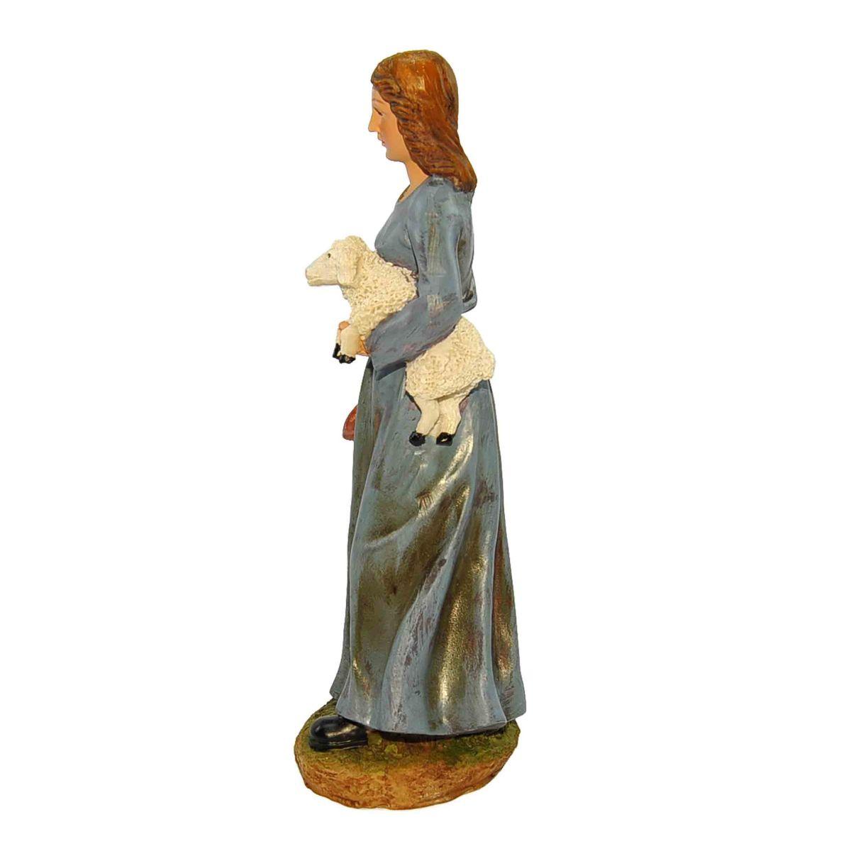 Statua presepe 20 cm donna pecora brocca