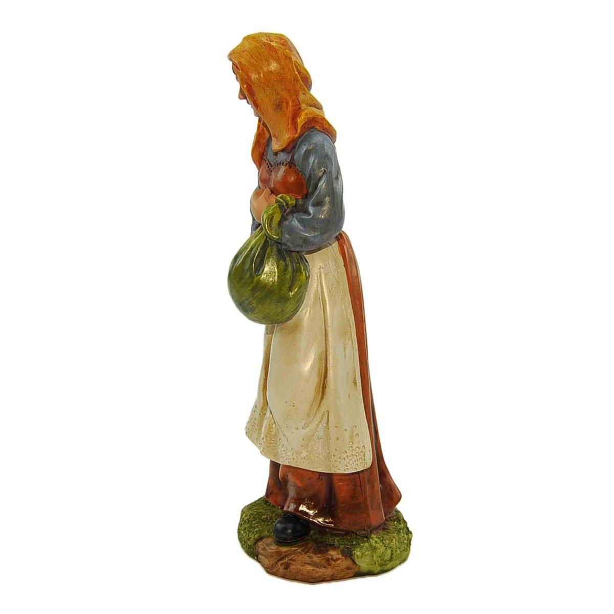 Statua presepe 20 cm donna sacco
