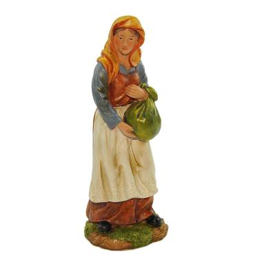 Statua presepe 20 cm donna sacco
