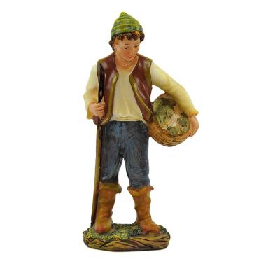 Statua presepe 20 cm pescivendolo cesta di pesce