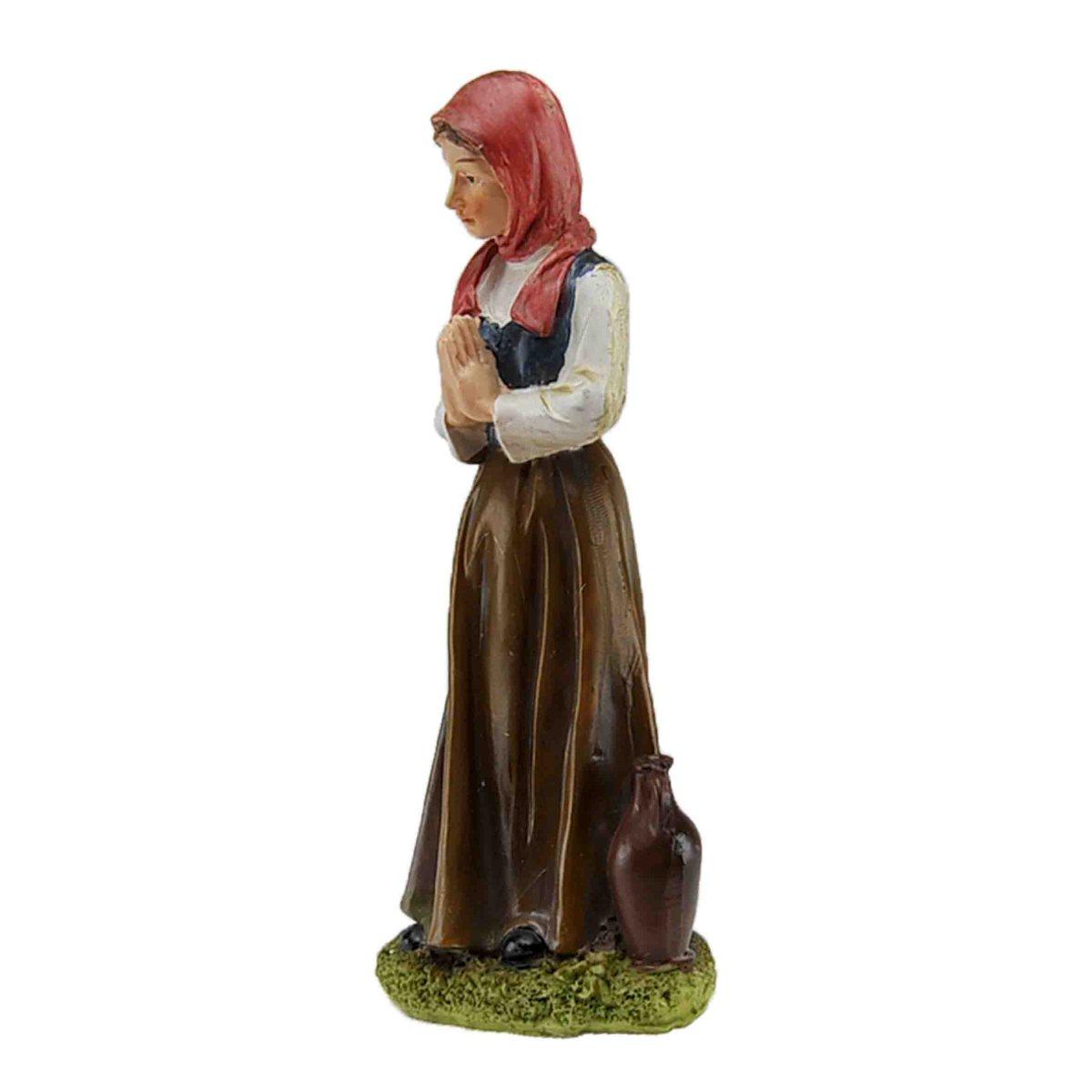 Statua presepe 15 cm donna anfora mani giunte