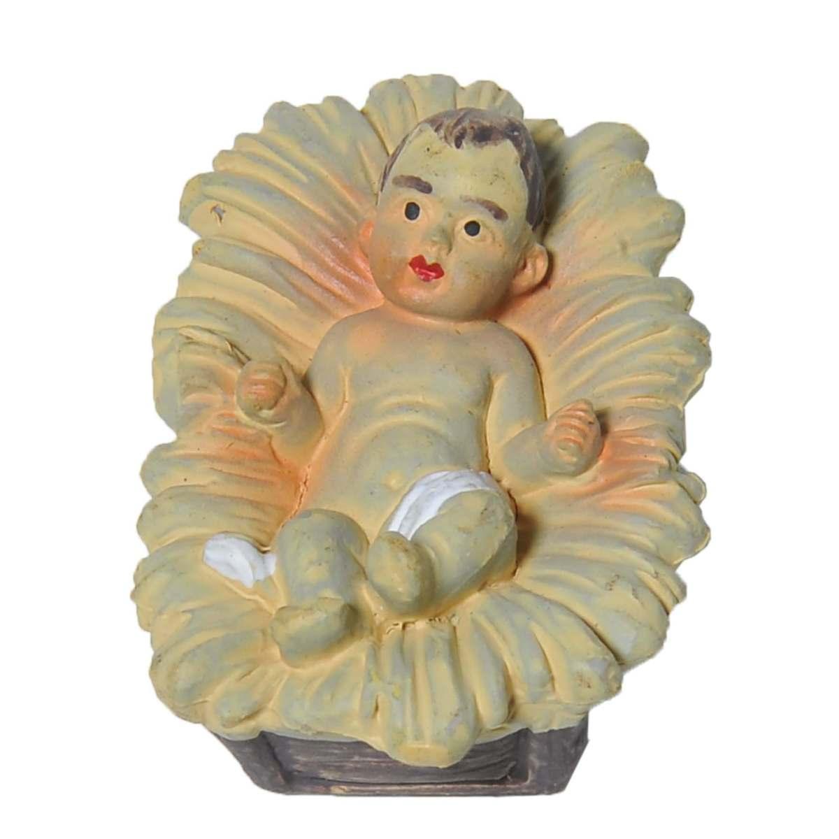 Statua presepe 10 cm gesù bambino culla