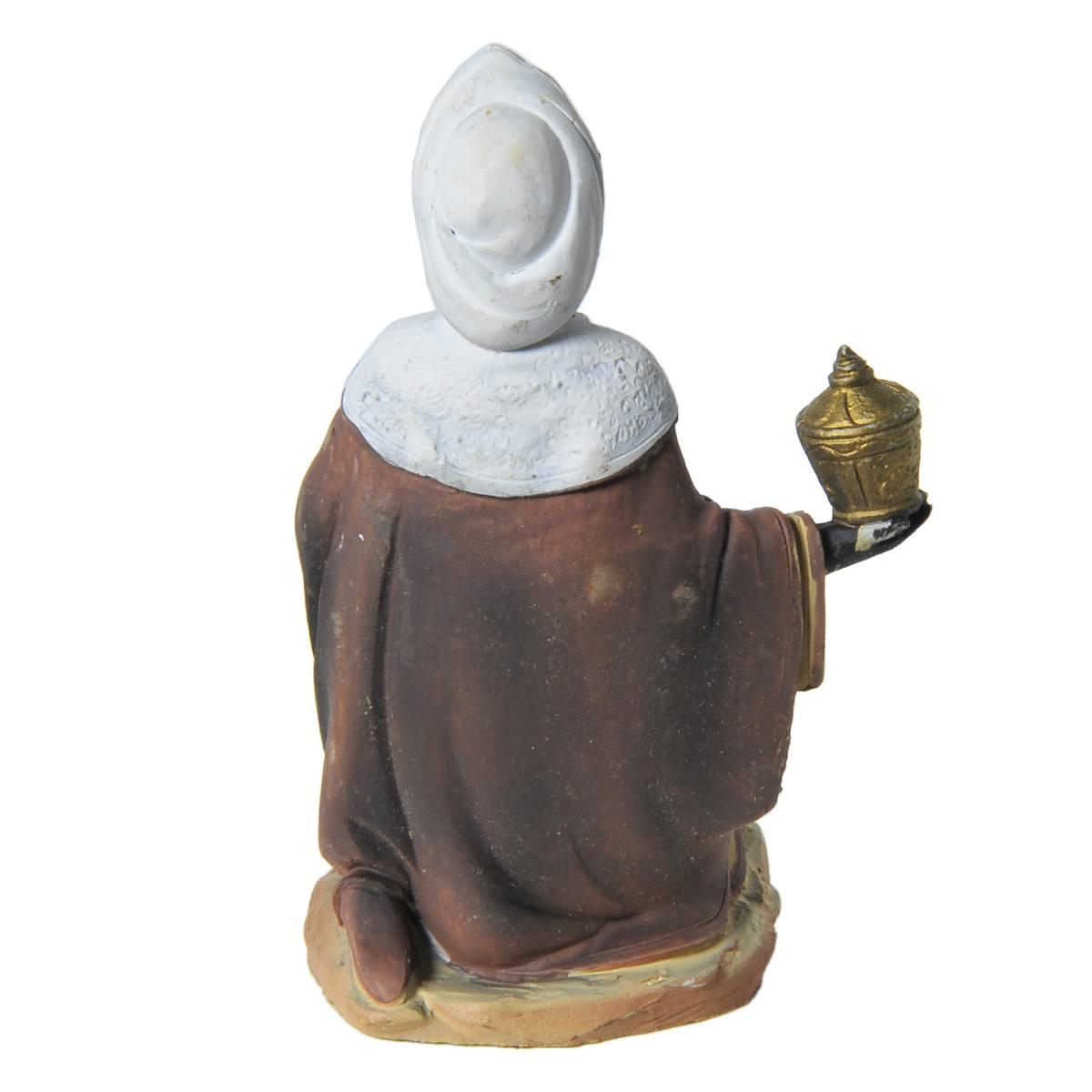 Statua presepe 10 cm re magi baldassarre in ginocchio