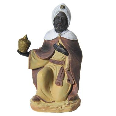 Statua presepe 10 cm re magi baldassarre in ginocchio