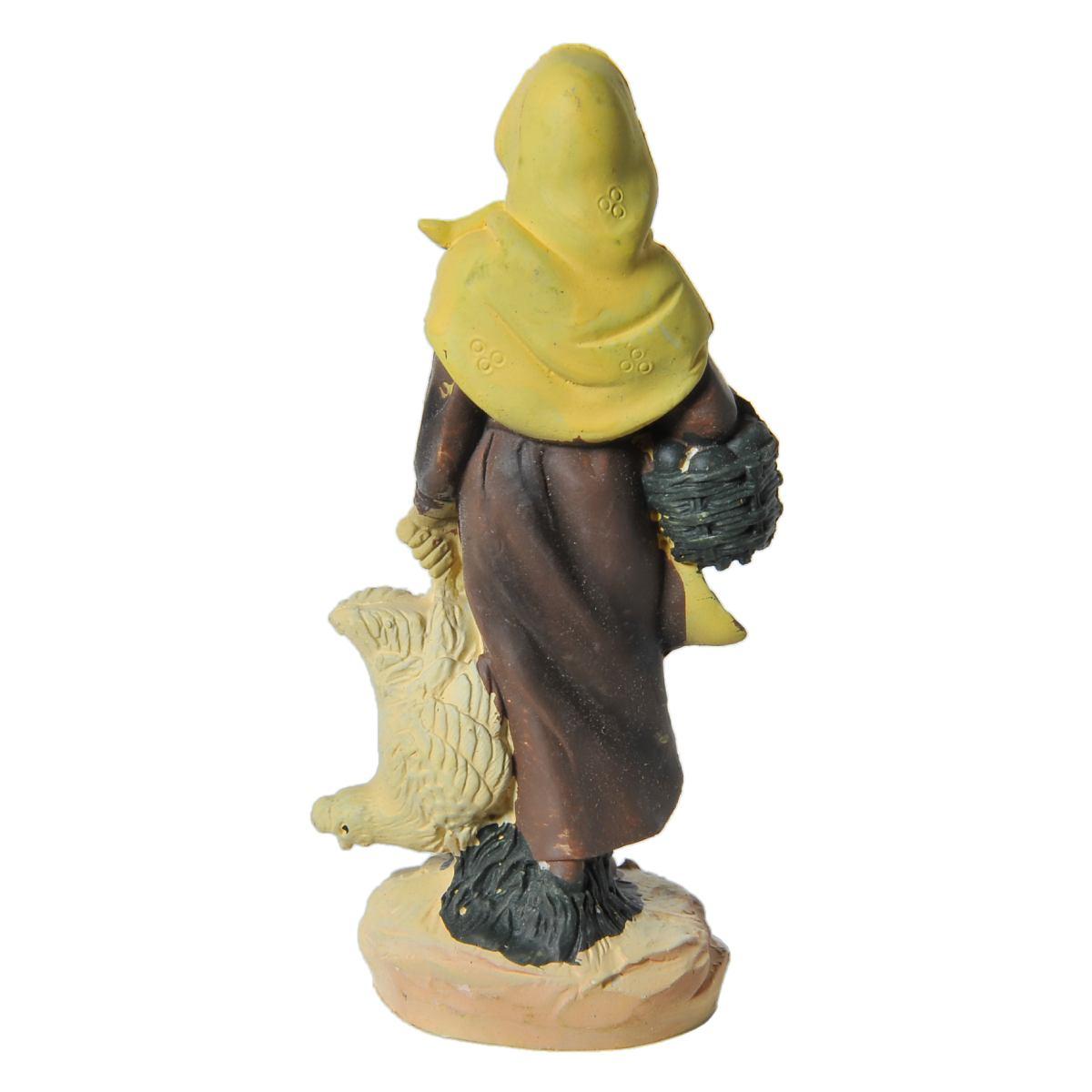 Statua presepe 10 cm donna gallina