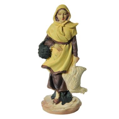 Statua presepe 10 cm donna gallina