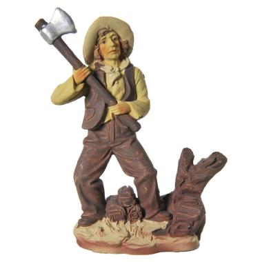 Statua presepe 10 cm pastore taglia legna accetta
