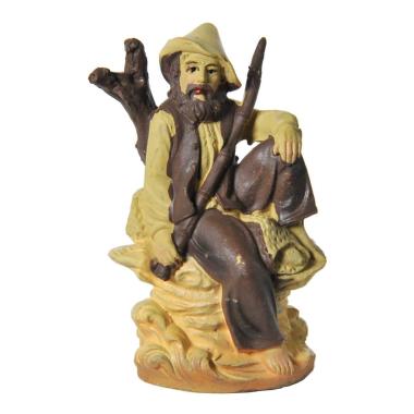 Statua presepe 10 cm pastore seduto cappello