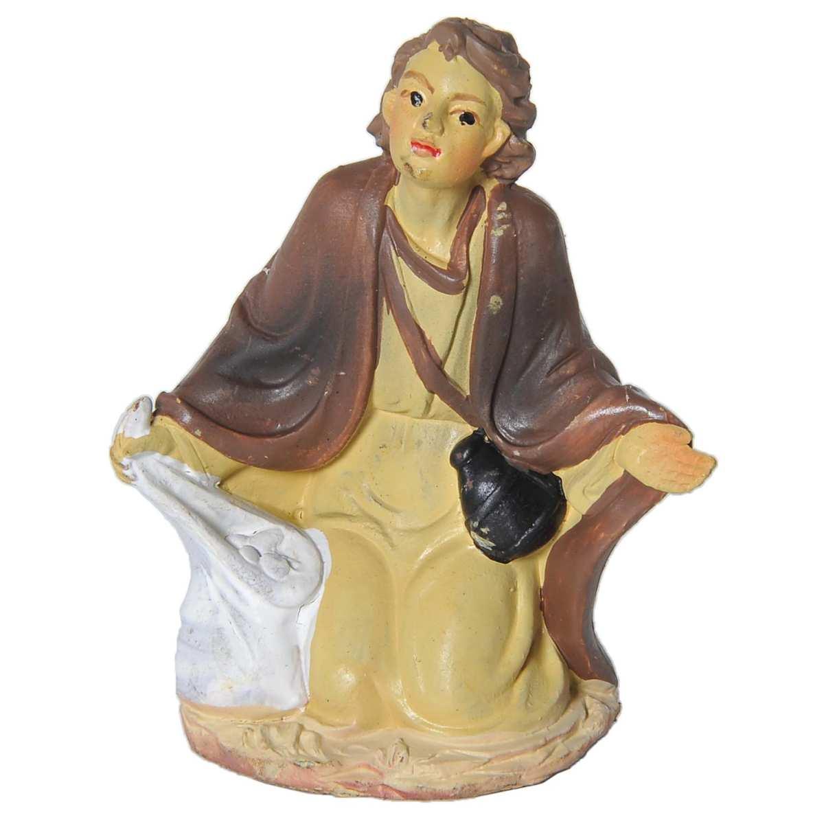 Statua presepe 10 cm pastore seduto