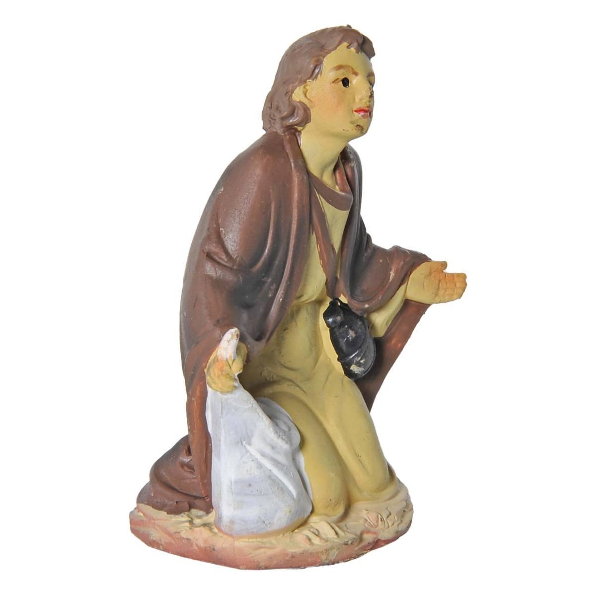 Statua presepe 10 cm pastore seduto