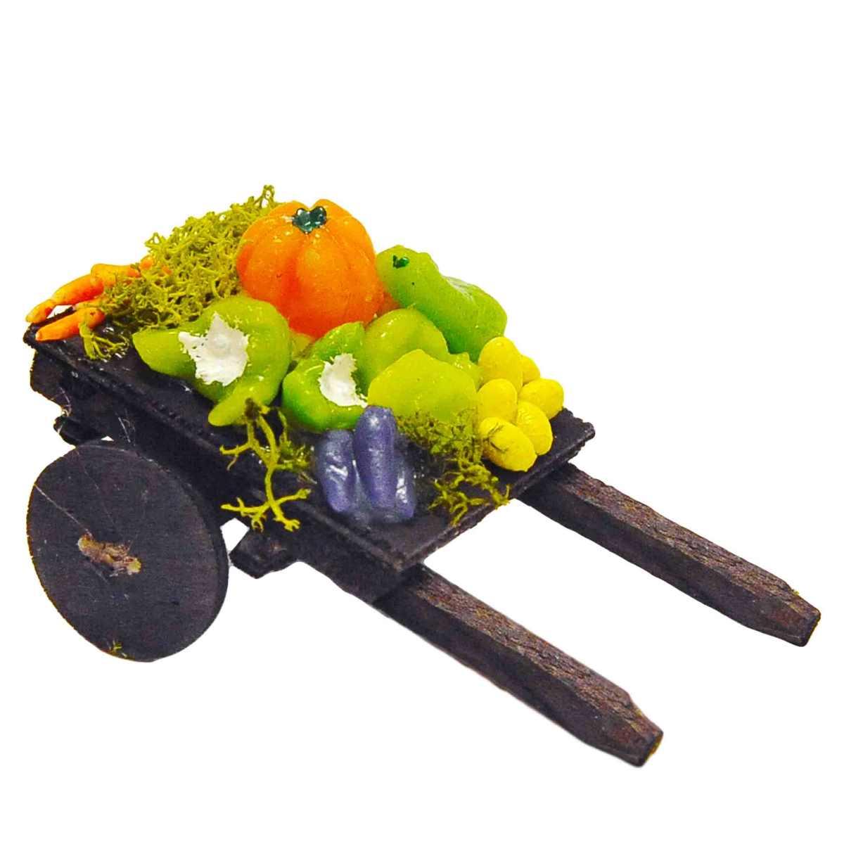 Carretto presepe legno 2 ruote del fruttivendolo