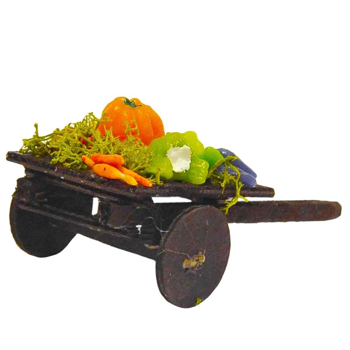 Carretto presepe legno 2 ruote del fruttivendolo