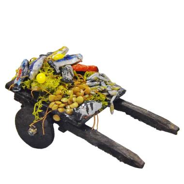 Carretto presepe legno 2 ruote pescato