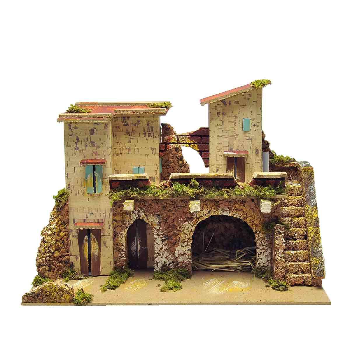 Diorama presepe stalla scalinata