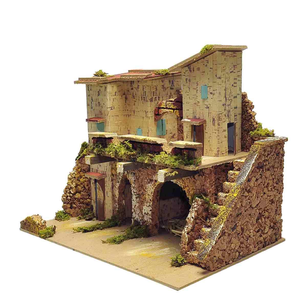 Diorama presepe stalla scalinata